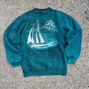 Vintage 90s Mackinac Island Sail Boat Crewneck Sweatshirt